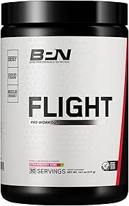 BARE PERFORMANCE NUTRITION BPN Flight Pre Workout, Supports Energy and Mental Focus, Mejora de la resistencia y bombas musculares con CarnoSyn® Beta Alanine, Strawberry Kiwi, 30 Servings