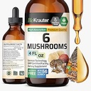 BIO KRAUTER 6 Mushrooms Suplemento 6-in-1 - Lions Mane, Shiitake,Turkey Tail, Cordyceps, Reishi & Chaga Liquid Extract - Mushroom Complex Tincture - Vegan Drops 4 Fl.Oz.