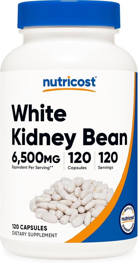 Nutricost White Kidney Beans Capsules 6,500mg Equivalente, 120 Capsules - Vegetarian Caps, Gluten Free y GMO Gratis