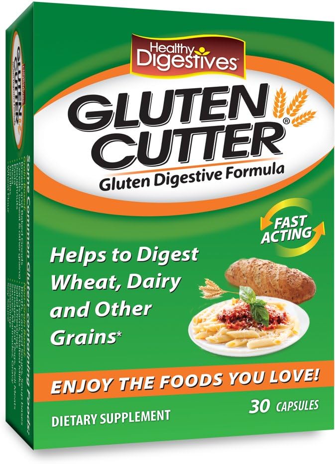 Digestivos saludables Gluten Cutter Enzyme Fórmula - Ayuda a mejorar sus cuerpos Digestión y ayuda para romper el trigo, el lácteo y otros granos - cápsulas - 30 servicios