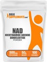 BulkSupplements.com NAD Powder - Nicotinamide Adenine Dinucleotide, NAD Suplemento 500mg - para Energy Support, Pure & Gluten Free, 500mg por Serving, 50g (1.8 oz) (Pack of 1)