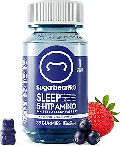 SugarBearPro Sleep Gummy 1 Month Supply, Extra Strength Melatonin 6mg, for Men &amp; Women, Vegan Vitamin B6, L-Theanine, 5 HTP, Valerian, Sleep Aid for Adults &amp; Teens, Certified Kosher