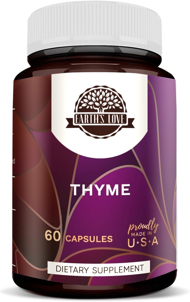 HerbEra Earth's Love - Thyme 60 Capsules, High Potency Capsules 400 mg, Made with Thyme (Thymus Vulgaris) and Vegetable Capsules Dried Leaf (60 cápsulas)
