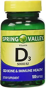 Spring Valley - Vitamina D-3 5000 UI, 100 Softgels