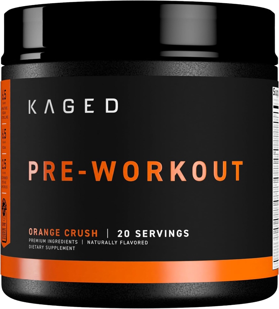 Kaged Original Pre Workout Powder ← Orange Crush ← Pre-Workout with Creatine, Beta Alanine, L-Citrulline, BCAAs tención 274 mg Orgánica Caffeine ← Pre Supplements for Men &amp; Women TEN 20 Servings
