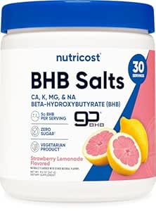 Nutricost BHB Salts Drink Mix (30 Servings, Strawberry Lemonade Flavored) (5G BHB Per Serving) - 0G Total Sugars, Vegetarian Product