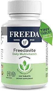 Freedavite Tiny Tablet - Multivitamina moderada para hombres y mujeres - Vitamina A, C, D, E, B1, B2, B6, B12, Biotina, Calcio, Zinc, Hierro, Magnesio, Manganese, Cobre, Selenium, Iodine - 100 Conde