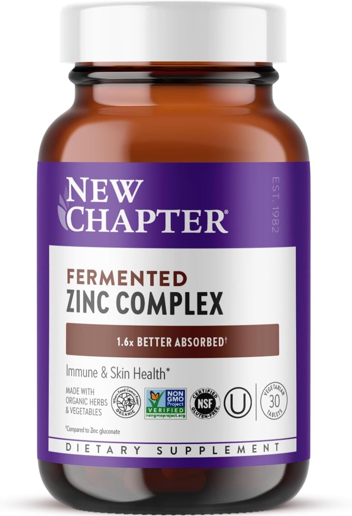 Nuevo capítulo Zinc Suplemento, Complejo de Zinc fermentado, UN diario para soporte inmune + salud de la piel, fórmula de equilibrio mineral rico en cobre, fácil de absorber " Digest, 30 cuenta (1 mes de suministro)