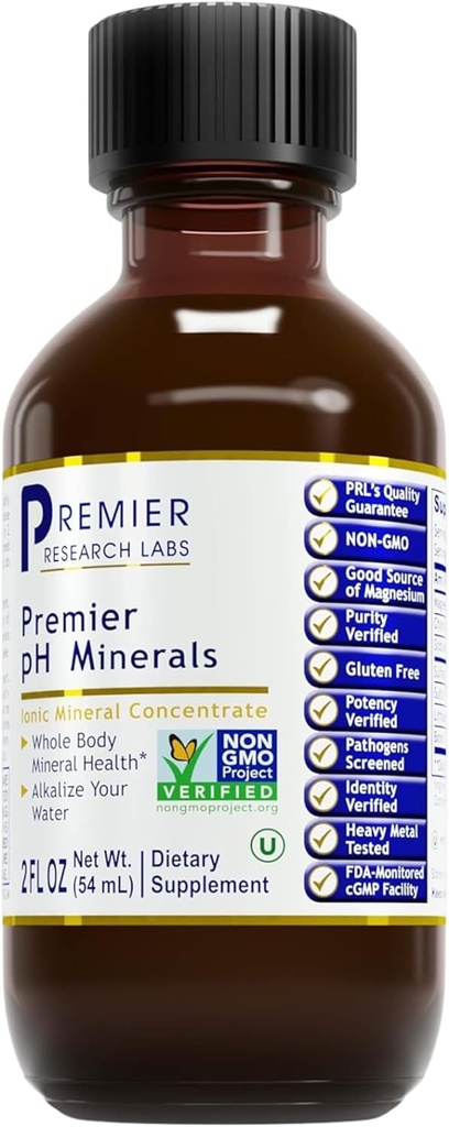Premier Research Labs Premier pH Minerals - Trace Minerals, Trace Mineral Drops, Minerals for Water, Magnesium Supplement for Distilled Water, Invers Osmosis Water, Liquid Concentrate - 2 fl oz