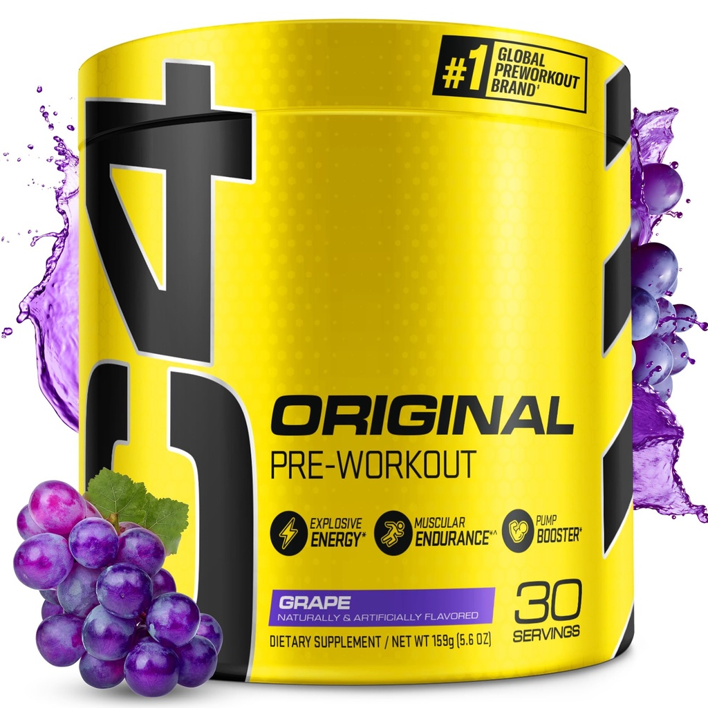 Cellucor C4 Original Pre Workout Powder Grape Sugar Free Preworkout Energy for Men &amp; Women 150mg Caffeine + Beta Alanine + Creatine - 30 Servings (Packaging May Vary)