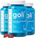 Goli Ashwagandha & Vitamin D Gummy - 180 Conde - Berry mixto, KSM-66, Vegan, Planta base, No GMO, Gluten-Free & Gelatin Free Relax. Restaurar. Relájate, Pack de 3