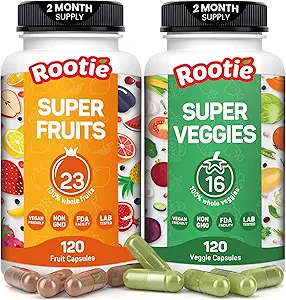 Fruits and Veggies Supplement (60 Day Supply) Powerfull Blend of 39 Whole Fruits and Veggies, Fills Nutritional Gaps, Get Energy, Well-being. USA Made Non-GMO/Vegan/Gluten Free. Packaging May Vary