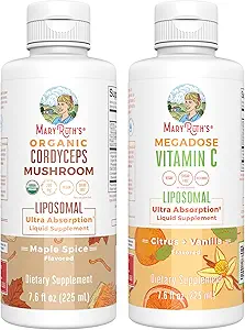 MaryRuth Organics Cordyceps Liposomal (Maple Spice) & Vitamina C (Citrus &amp; Vanilla) ← Clean Label Project Verified® ← Vitaminas para la Inmunidad, la Esquía, " Global Health TEN Vegan, Non-GMO, Gluten-Free