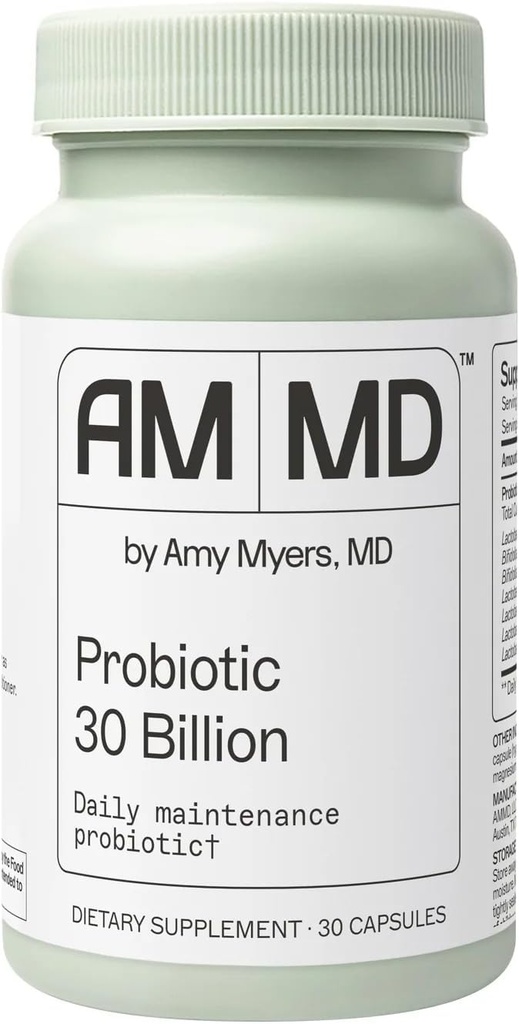 Amy Myers MD Probiotics 30 Billion CFU - Supports Digestive Health, Gut Microbiome & Immune Function - 14 Strains - Dairy-Free, Gluten-Free - 30 Capsules (30 Servings)