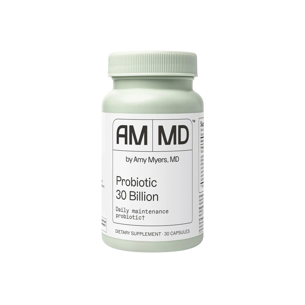 Amy Myers MD Probiotics 30 Billion CFU - Supports Digestive Health, Gut Microbiome &amp; Immune Función - 14 Strains - Dairy-Free, Gluten-Free - 30 Capsules (30 Servings)
