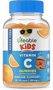 Lifeable Sugar Free Vitamin C for Kids – 250 mg – Great Tasting Natural Flavor Gummy Supplement – Vegetarian GMO-Free Chewable Vitamin – for Immune Support – for Children – 90 Gummies