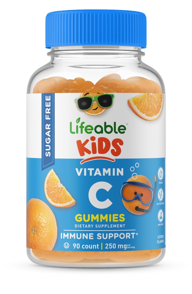 Vitamina C gratis para niños – 250 mg – Gran Tasting Natural Flavor Gummy Suplemento – Vegetariana GMO- Vitamina Chewable Libre – para el apoyo inmunológico – para niños – 90 Gummies