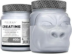 Primal Creatine Monohydrate Powder (400 Grams) ← Unflavored Micronized Creatine Muscle Development Supplement for Pre-Workout & Recovery Н 5g Creatine Monohydrate per Serving