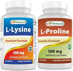 Mejores Naturales L-Lysine 500 mg &amp; L-proline 500 mg