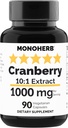 MONOHERB Cranberry Extract 1000 mg - 90 cápsulas vegetarianas
