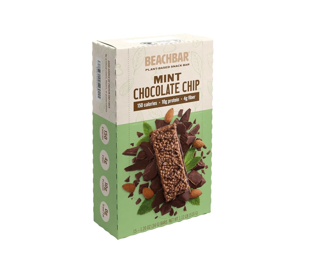 BODi BEACHBAR Bomba de chocolate con base vegetal - Protein Rich Vegan Snack Bar, Gluten-Free, Low Glycemic Index, 10g Protein, 150 Calories, 15 Bares por caja