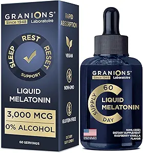 Melatonina líquida 3mg - Ayuda para el sueño líquido para adultos y niños 6 años y hasta - Sublingual Melatonin gotas para el sueño rápido y el descanso para más largo - 60ml 60 días Raspberry Vanilla Flavor Melatonina