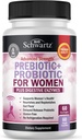 Prebióticos y Probióticos para Mujeres - con Cohosh Negro y Clover Rojo para Gut, Vaginal e Immune Health Support, Whole Food Digestive Enzymes Capsules, Lactobacillus Probiotic Supplement, 60 Count