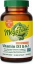 MegaFood Vitamina D3 5000 UI (125 mcg) - Suplementos Vegetarianos con Vitamina D3 K2 - Soportes Huesos, Dientes, Musculos & Immune Health - Certified Non-GMO - 120 Mini Capsules, 120 Serviciones
