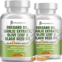 JB Wellness Oregano Oil, Ajo Extract, Hoja de Oliva, con Astragalus - Apoyo Inmunitario &amp; Suplemento Digestivo de Salud para Mujeres y Hombres - 120 Conde