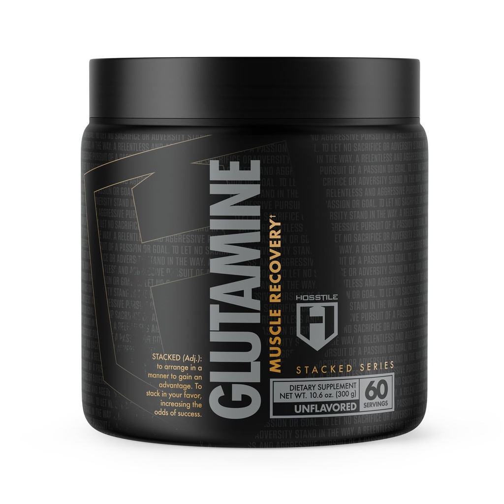 HOSSTILE Glutamine, Fermented L Glutamine Powder for Men &amp; Women, Enhance Muscle Recovery, Support Protein Synthesis, Post Workout Recovery Drink, Unflavored, 60 Servings