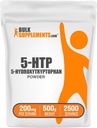 BulkSupplements.com 5-HTP Powder - 5-Hydroxytryptophan, 5 HTP Suplemento - 5-HTP 200mg, Mood Support Suplemento - Gluten Free, 200mg por Serving, 500g (1.1 lbs) (Pack of 1)