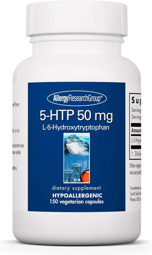 Allergy Research Group 5-HTP 50mg Suplemento - Serotonin for Men ' Women, Sleep Support, L-5-Hydroxytryptophan, Pure, Vegetarian Capsules - 150 Conteo