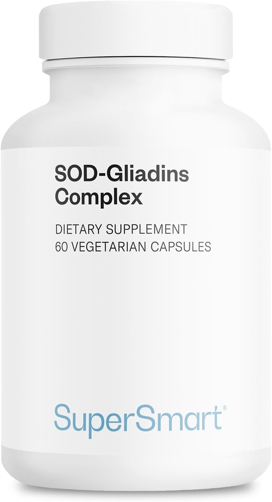 Supersmart SOD-Gliadins Complex 500mg per Day (High Potency) - Superoxide Dismutase Supplement - Melon Extract Concentrate & Antioxidant | Non-GMO - 60 Vegetarian Capsules