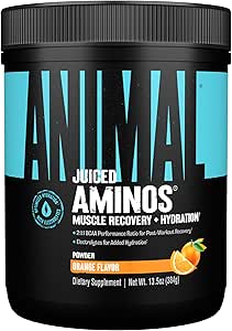 Animal Juiced Amino Acids - BCAA Powder EAA Matrix Plus Hidratación con electrolitos y sal marina Recuperación y rendimiento mejorado, Orange Flavor, 30 Servimientos