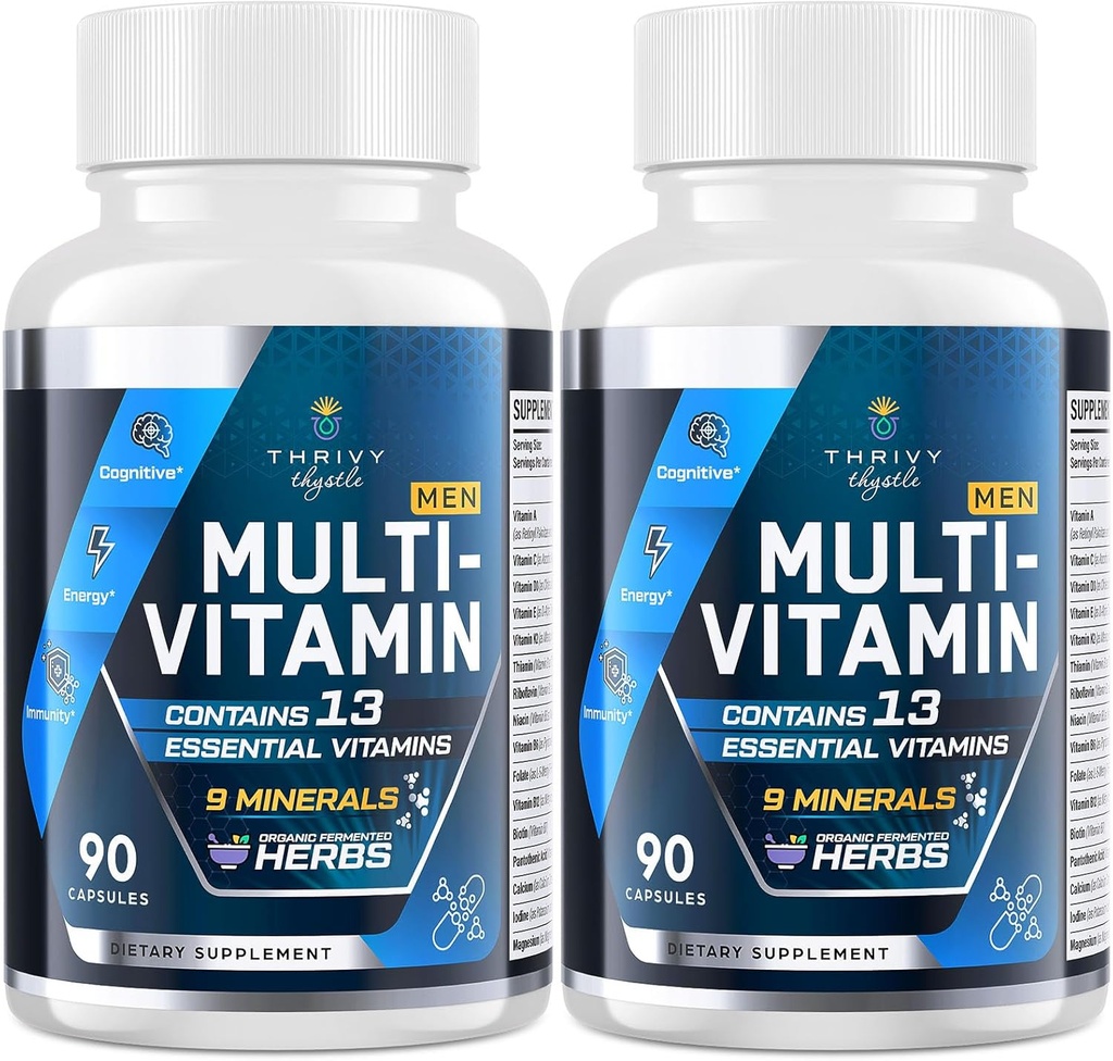 Hombres Multivitamínicos 50 Plus - Multivitamínico diario para hombres con extractos herbarios fermentados " 43 Nutrientes - Mens Vitaminas Soporta Memoria " Cerebro, Energía, Bone Health (2 Pack)