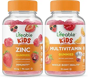 Lifeable Zinc Kids + Multivitamin Kids, Gummies Bundle - Great Tasting, Vitamin Supplement, Gluten Free, GMO Free, Chewable Gummy