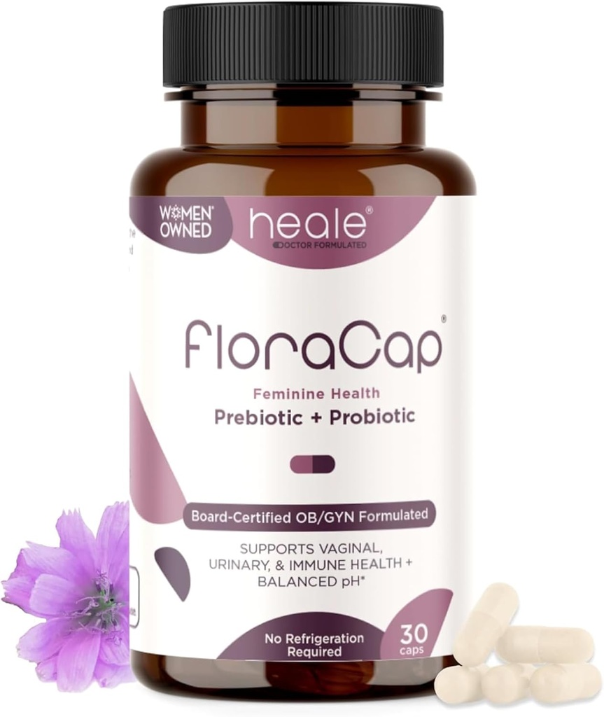 FloraCap Vaginal Probióticos para Mujeres - 30 Cápsulas Orales - Heale Doctor Formulado Probióticos para la Salud Femenina, pH, Urinary Tract &amp; Healthy Vaginal Flora - Reducir el olor, picazón, > Descomfort