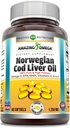 Increíble Omega Norwegian Cod Liver Oil 1250 Mg Softgels Suplemento ← Omega-3, EPA, DHA, Vitamina A, Vitamina D &amp; Vitamina E (Límón Silencioso 60 Cuenta)