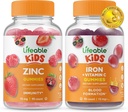 Niños Zinc Lifeable + Hierro &amp; Vitamina C Kids, Gummies Bundle - Gran Tasting, Suplemento de vitaminas, Gluten Gratis, GMO Gratis, Chewable Gummy