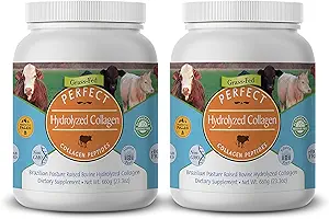 Suplementos perfectos – Perfecta Polvo de Collagen Hidrolyzed – 660g – All Natural Collagen - Ranura de pasto brasileño - Promueve la piel sana – 2 Pack