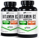 Healthfare Vitamina B2 Riboflavin 400 mg Silencioso Pack of 2 Silencio 180 Veg Capsules Cada suplemento Silencioso libre de gluten No GMO