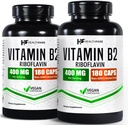 Healthfare Vitamina B2 Riboflavin 400 mg Silencioso Pack of 2 Silencio 180 Veg Capsules Cada suplemento Silencioso libre de gluten No GMO