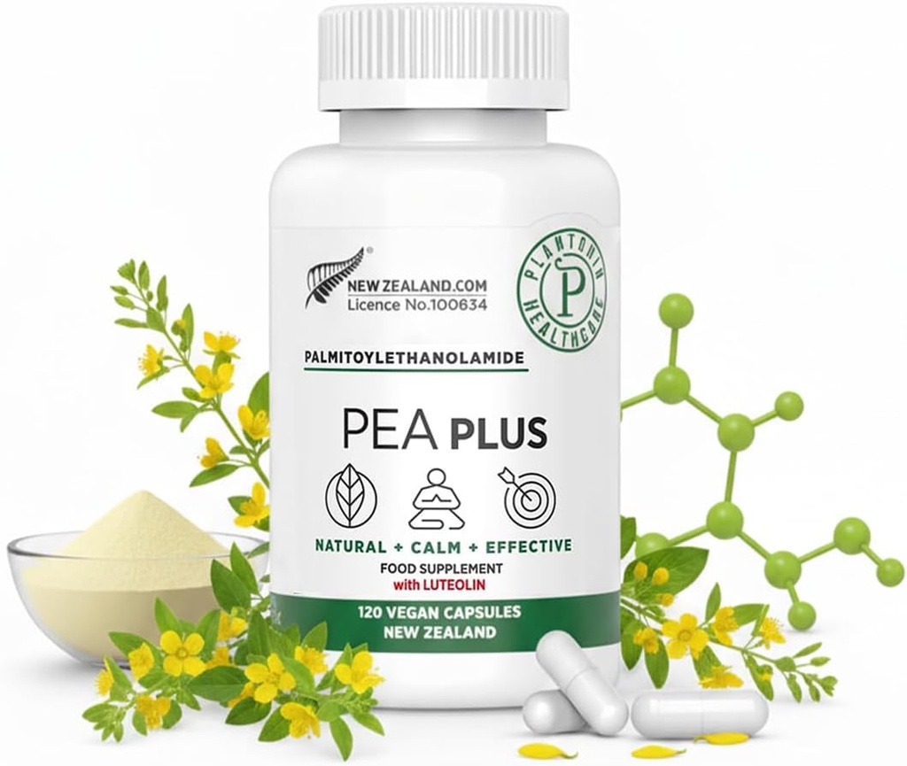 Nueva Zelanda - Palmitoylethanolamide 600mg + Luteolina - Micronized Pea Suplementos - 120 Vegan Capsules