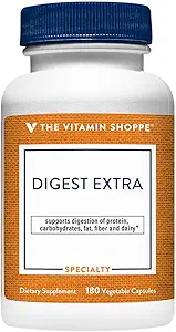 The Vitamin Shoppe Digestive Enzymes- Comprehensive Formula for Fats, Carbohydrates, and Protein Digestion - Aids Gluten and Dairy Breakdown and Supports Nutrient Absorption (180 Vegetable Capsules)