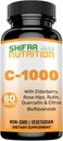 SHIFAA NUTRITION Halal Vitamin C-1000mg Tablets, 60 Days Supply. Suplemento de Apoyo Inmuno con Vitamina C, Elderberry, Quercetin, Rose HIPS & Rutin. Vegetariano, No GMO, Libre de Azúcar