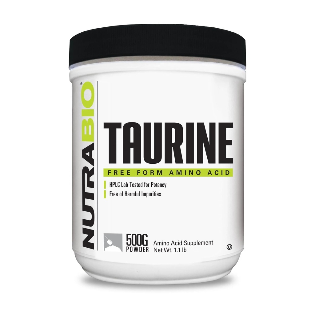 NutraBio Taurine Powder 500g ← Pure Free-Form L-Taurine Amino Amino Acid Suplemento Silencioso Apoyo Celular Salud, Energía y Bienestar