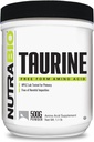 NutraBio Taurine Powder 500g ← Pure Free-Form L-Taurine Amino Amino Acid Suplemento Silencioso Apoyo Celular Salud, Energía y Bienestar