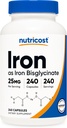 Nutricost Iron Bisglycinate Suplemento (25mg) 240 cápsulas - de Ferrous Bisglycinate Chelate - Non-GMO &amp; Gluten-Free