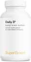 Supersmart Daily3 + Bio PQQ (Fórmula All-in-One) - Multivitamina para Mujeres y Hombres - 45 Nutrientes Esenciales ← No Gluten-Free ← 1 Mes de Suministro - 90 cápsulas vegetarianas