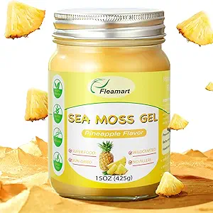 15OZ Sea Moss Gel Irish Wildcrafted Seamoss Gel, Vegan Superfood Vitaminas Mineral Support, Pineapple Flavor